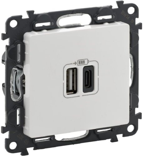 Розетка USB тип A+С без рамки Legrand Valena Life 2-м. 3000мА белый картинка